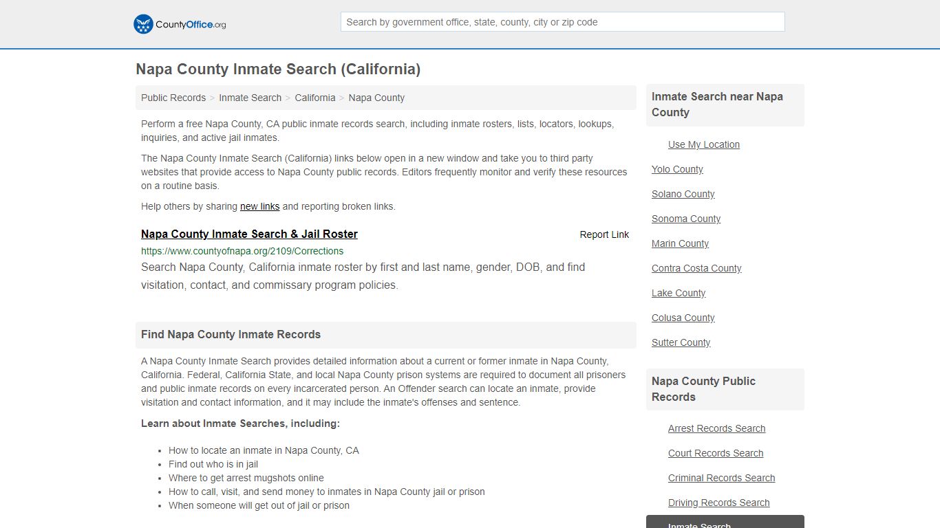 Inmate Search - Napa County, CA (Inmate Rosters & Locators)